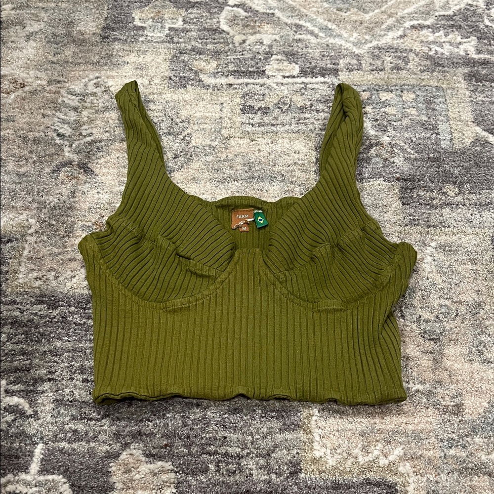 FARM Rio Olive Ribbed Tank Top